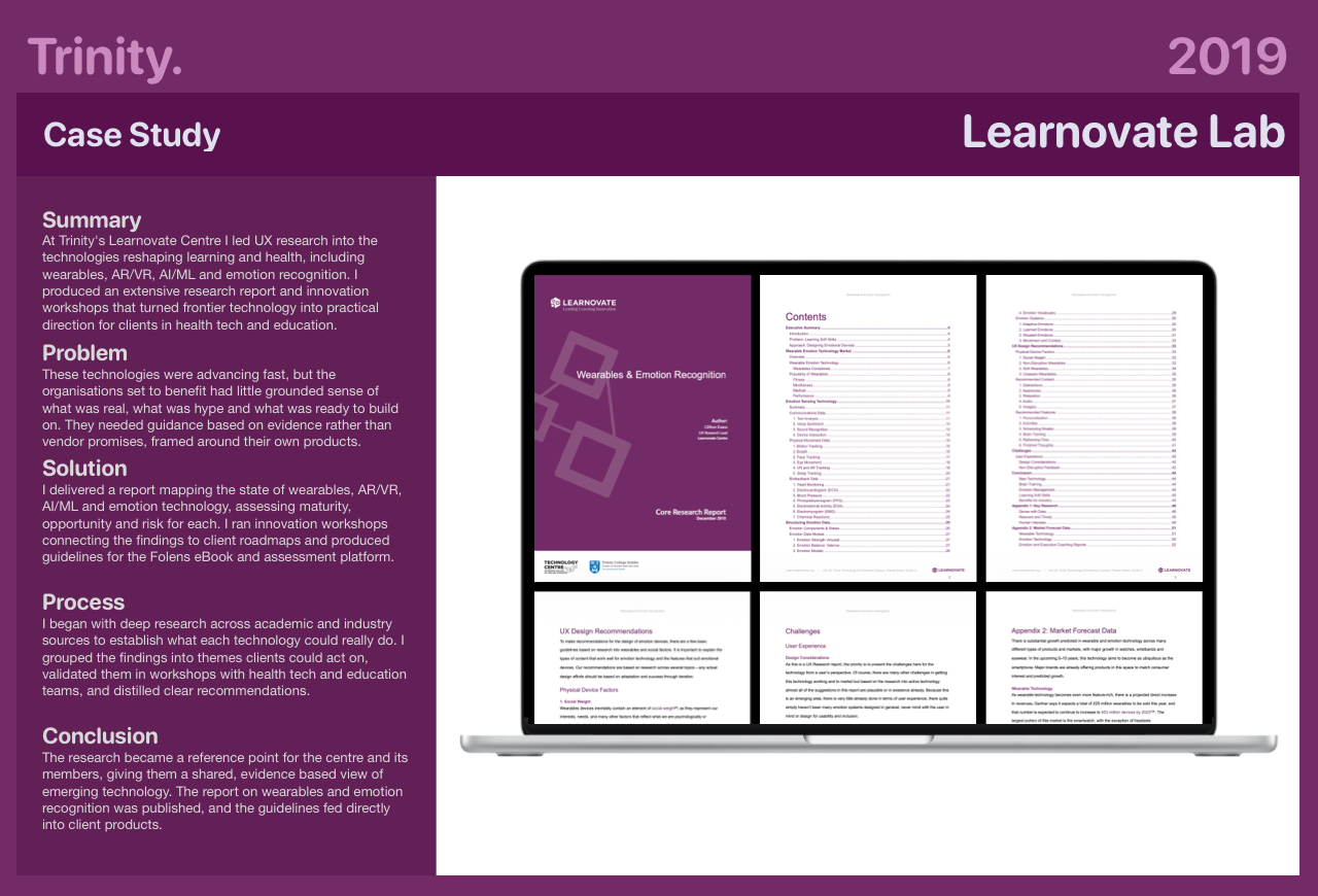 Trinity case study: Learnovate Lab, 2019